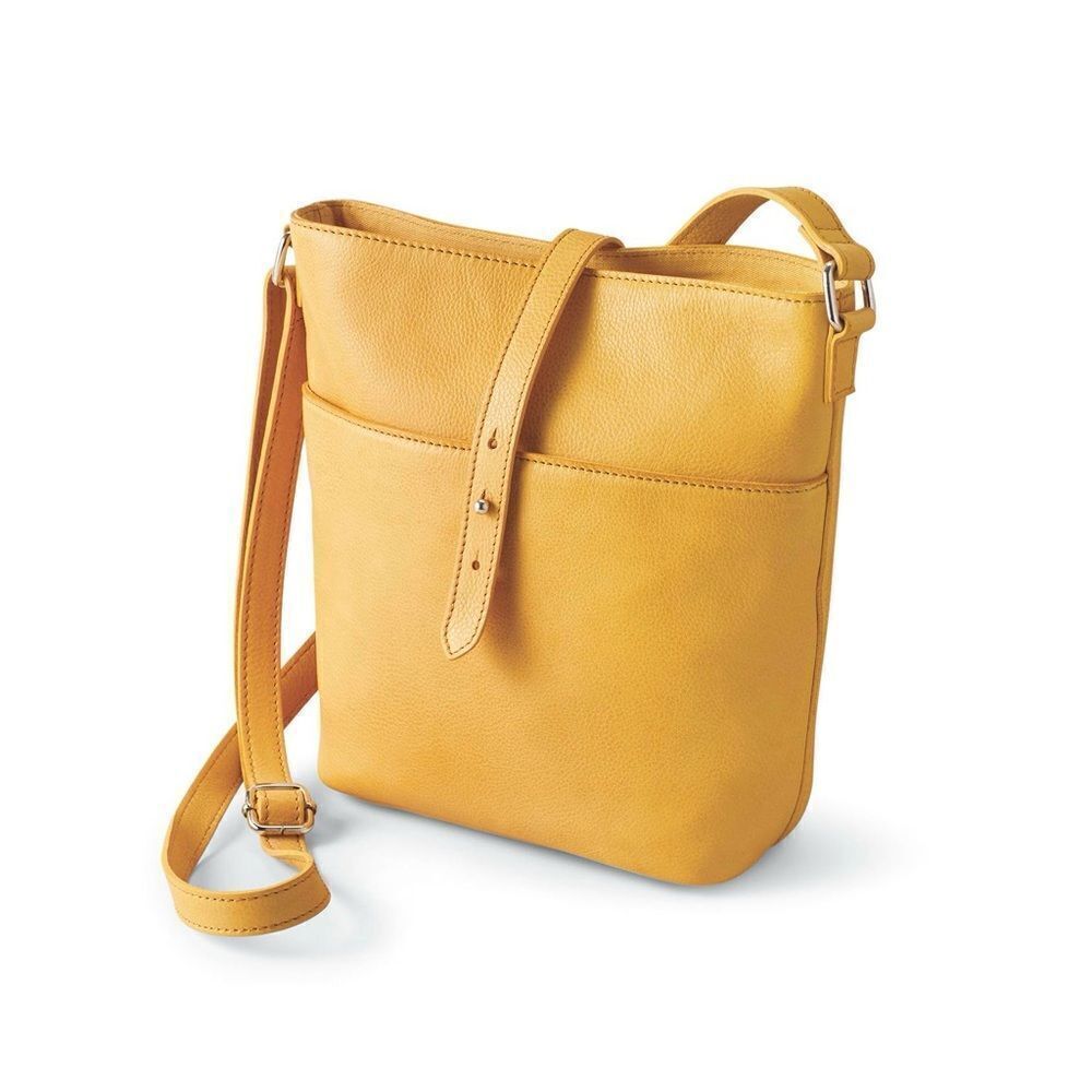 Northstyle Top adjustableStrap yellow Leather Bag-couple small spots